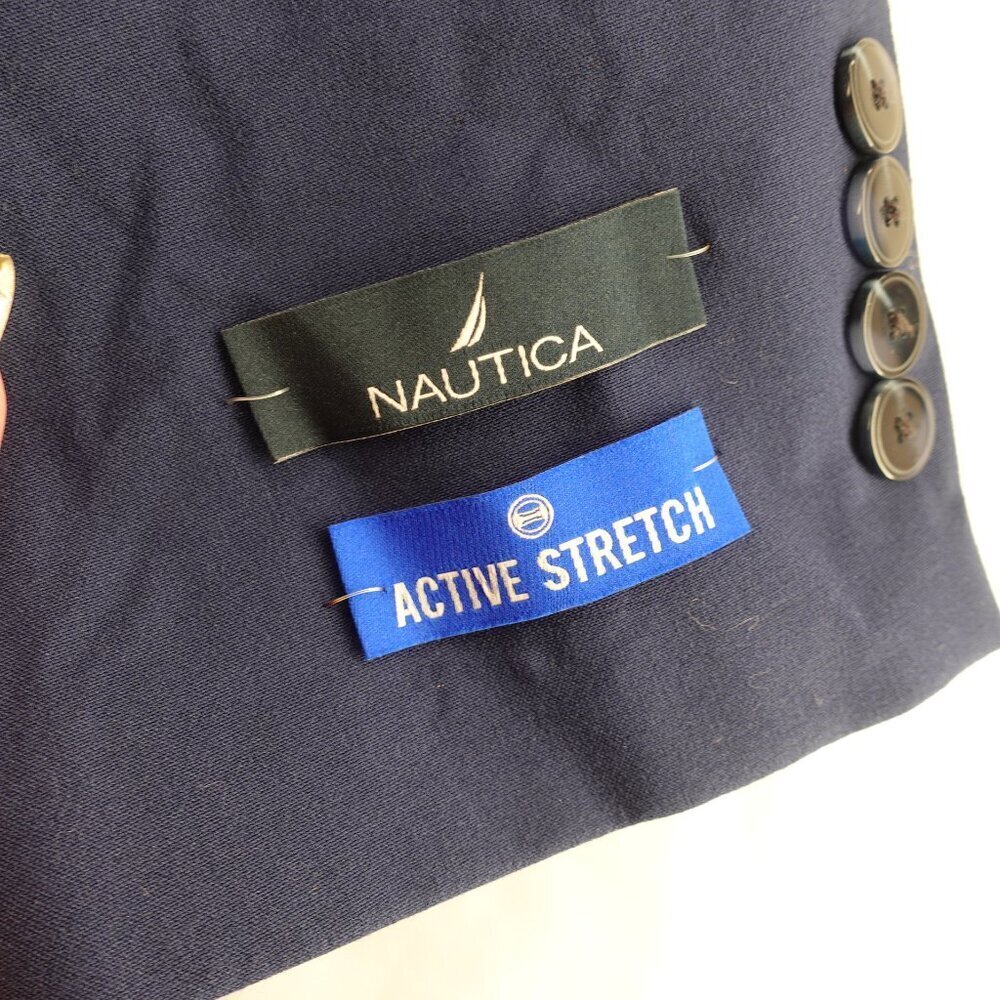 Men's NAUTICA Modern Fit Bi Stretch Suit Blazer Jacket in Solid Blue size 44R - Picture 4 of 11